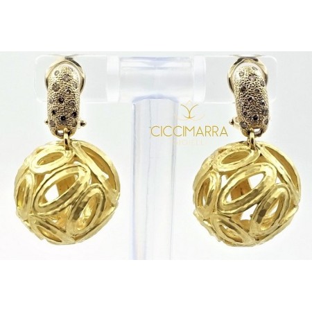 Vendorafa sphere earrings in gold and brown diamonds