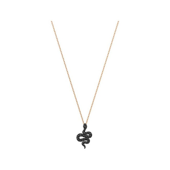Swarovski Leslie necklace, snake pendant black rosè - 5384396