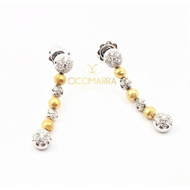 Vendorafa to sphere earrings  in yellow and white gold with diamonds