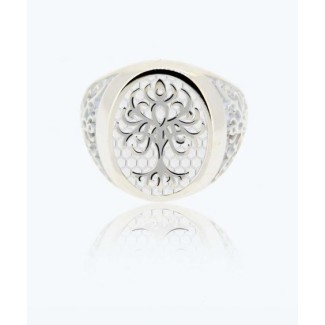 Anello Albero della Vita bianco small in argento - 1A-ADV-B