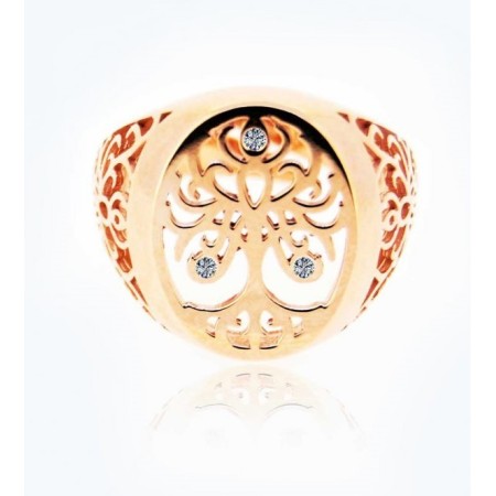 Ring, Baum des Lebens, mittelgroßes Roségold mit Diamanten