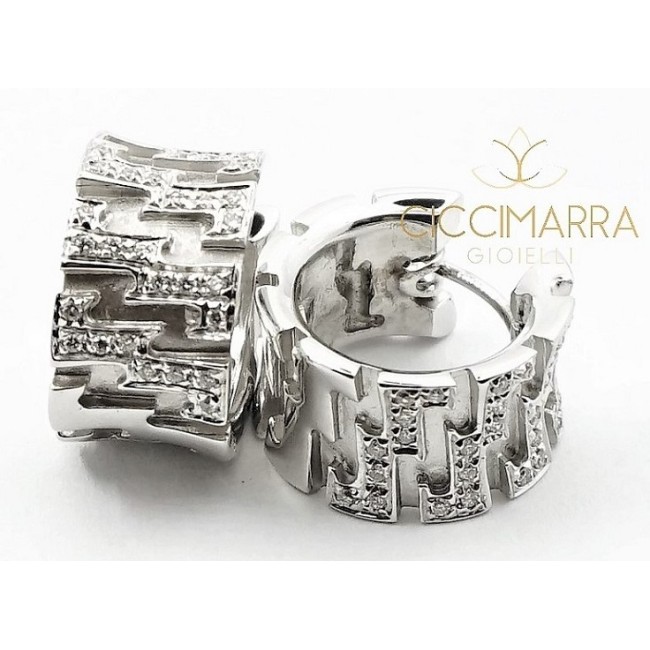 Vendorafa earrings, circle band, in gold with diamonds