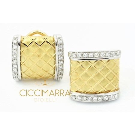 Orecchini Vendorafa fascia in oro giallo e bianco con brillanti