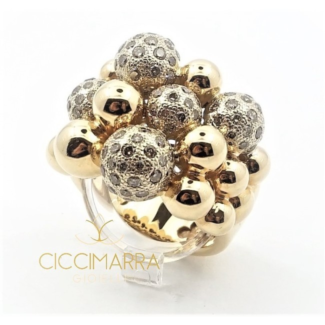 Vendorafa ring, spheres in rose gold and brown diamonds