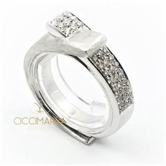 Vendorafa double band ring in white gold and diamonds