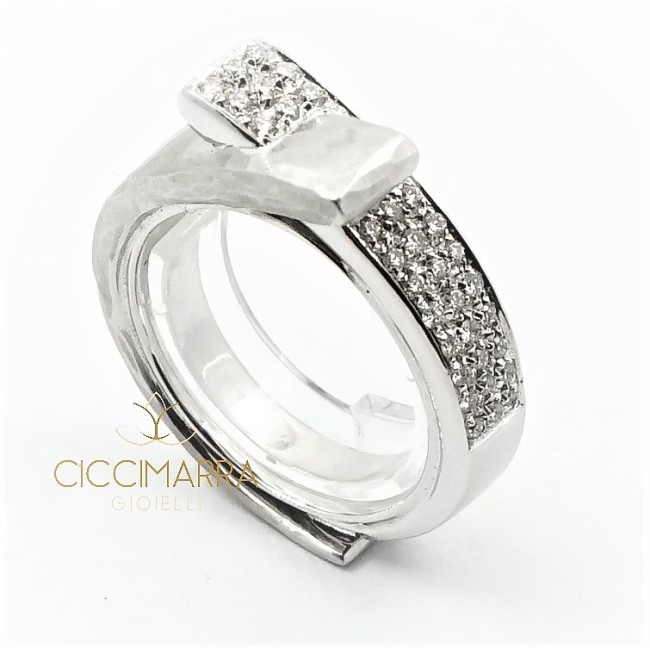Vendorafa double band ring in white gold and diamonds