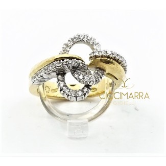 Vendorafa Ring, geflochtener Draht in Gold und Diamanten