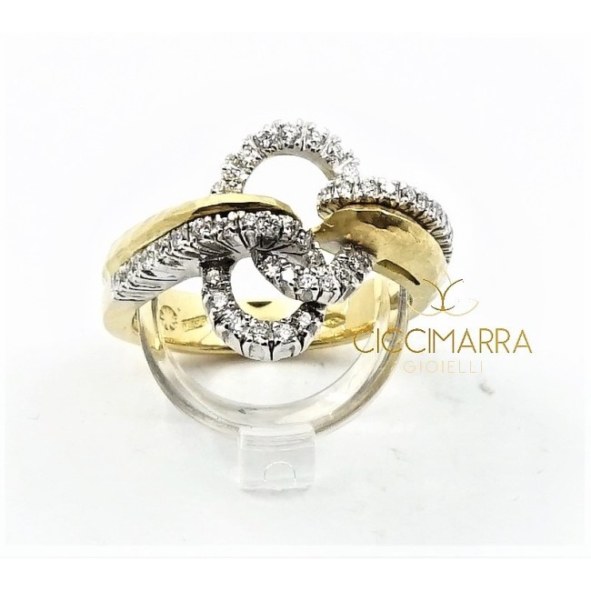 Vendorafa ring, braided wire in gold and diamonds