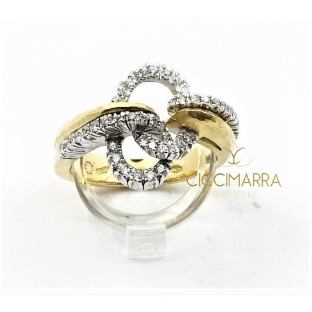 Vendorafa ring, braided wire in gold and diamonds