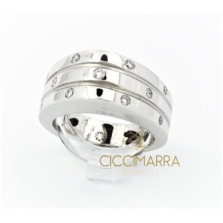 Vendorafa band ring in shiny white gold with diamonds