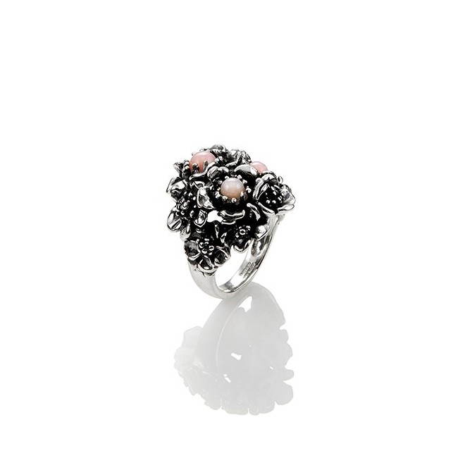 Woman ring Wild rose G.Raspini , silver and pink opal - 10101