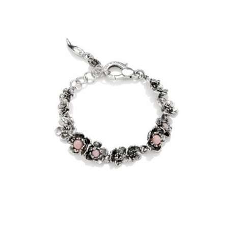 Wild rose G.Raspini bracelet in silver and medium pink opal