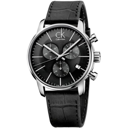Calvin Klein Chrono City watch black leather K2G271C3