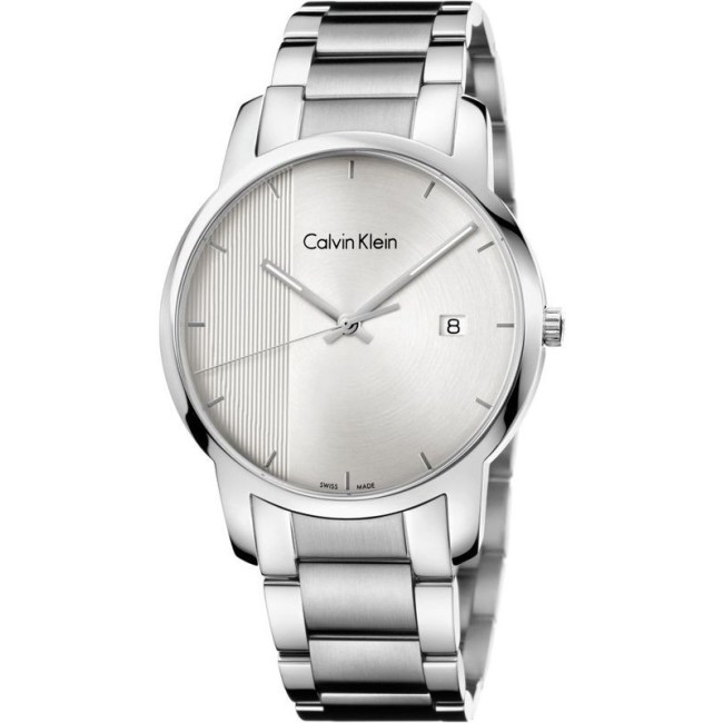 Calvin Klein City watch silver striped steel - K2G2G14X