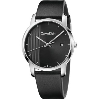 Orologio Calvin Klein City nero in pelle quadrante rigato -  K2G2G1C1