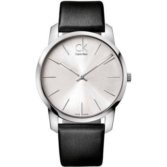Calvin Klein City Uhr Mann Stahl und Silber Leder - K2G211C6