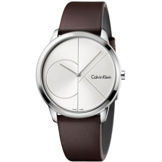 Orologio Calvin Klein Minimal Gent pelle marrone Logo CK