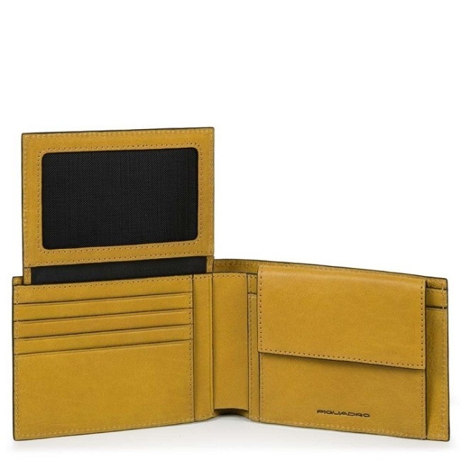 Piquadro men's wallet Black Square yellow