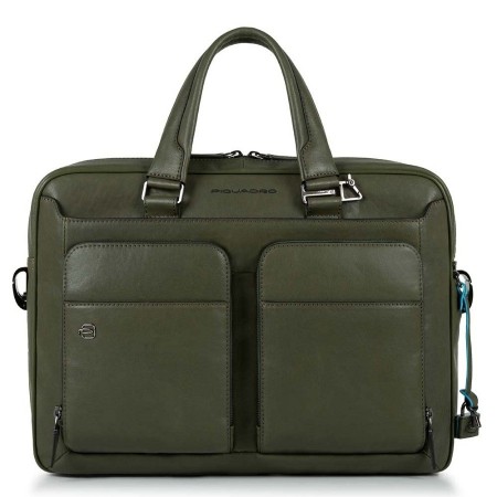 Piquadro thin computer bag CONNEQU Black Square green