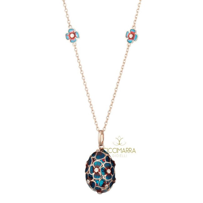 Collana TSARS in argento rosè e smalto blu - TAP03R-DB