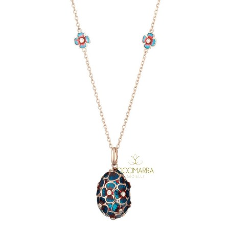 Collana TSARS in argento rosè e smalto blu - TAP03R-DB