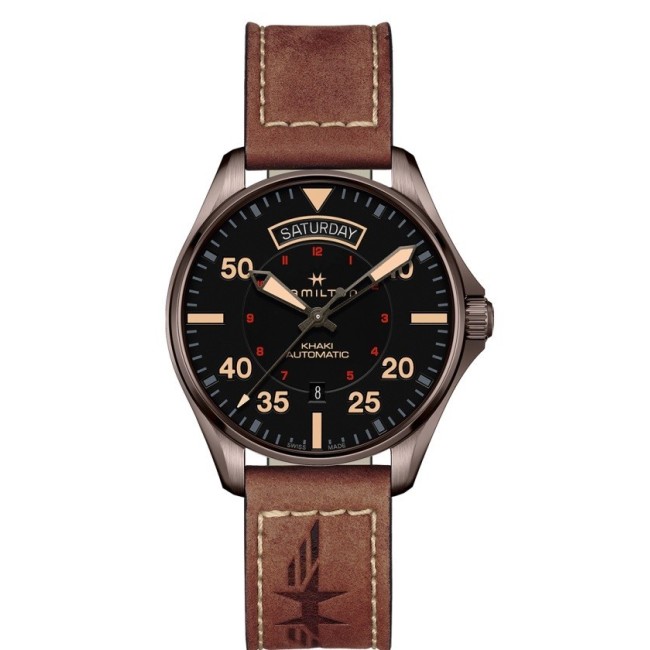 Khaki Pilot Day Datumsanzeige in Schwarz H64605531