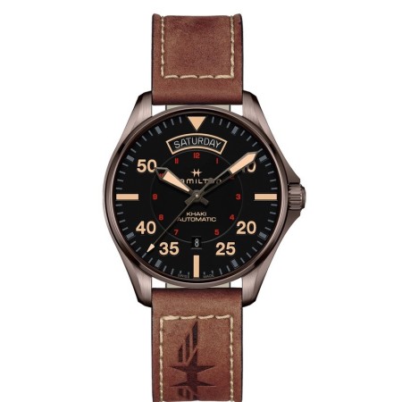 Orologio Khaki Pilot Day Date nero H64605531