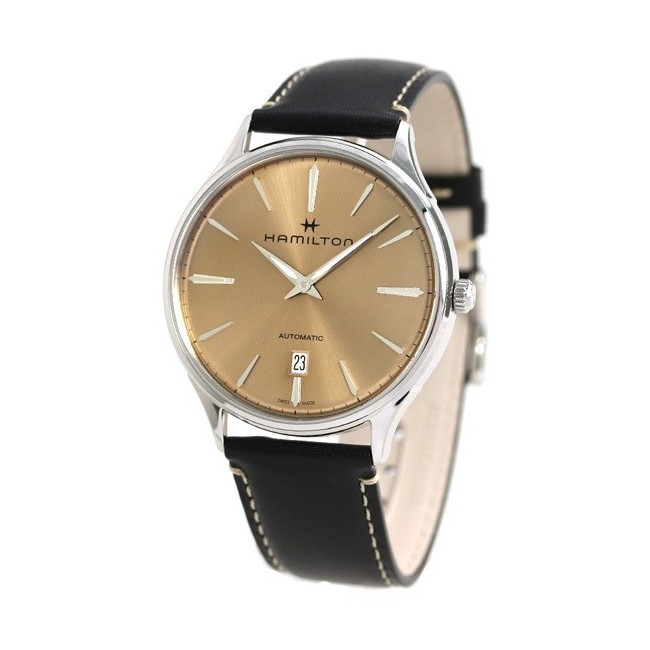 Hamilton orologio uomo thinline auto bronzo cinturino nero impunturato