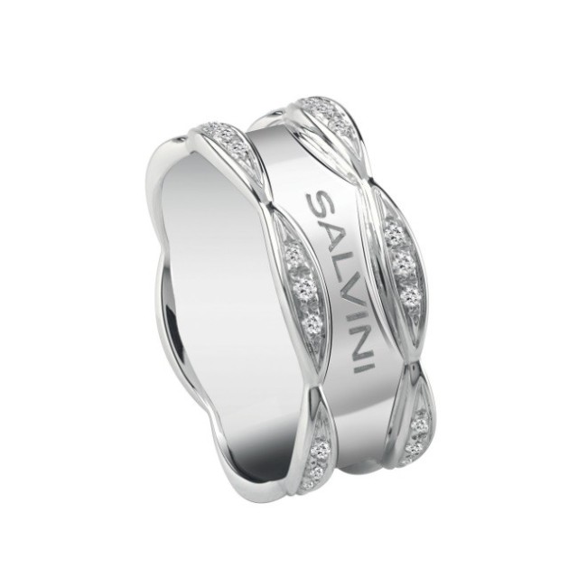 Anello Salvini Sunny a fascia oro bianco lucido e diamanti