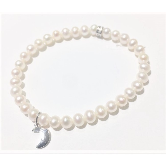 Elastic Mimì bracelet with white pearls and Luna