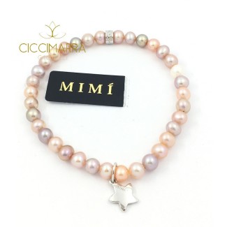Bracciale Mimì elastica con perle multicolor e Stella