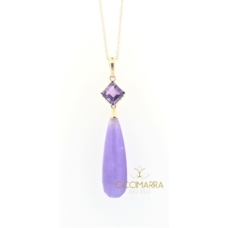 Mimi Shan Teki Halskette in Gold, Lavendel Jade und Amethyst