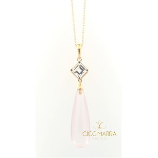 Collana Mimì Shan Teki in oro, Quarzo rosa e Zaffiro bianco