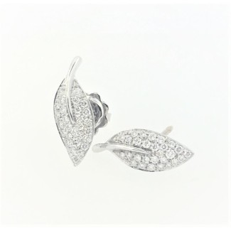 Mimì earrings, small leaf, in white gold and diamonds OX1008B8B  