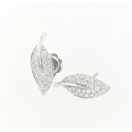 Mimì earrings, small leaf, in white gold and diamonds OX1008B8B  