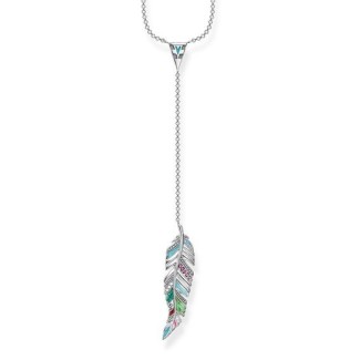 Collana donna pendente piuma multicolor Thomas Sabo