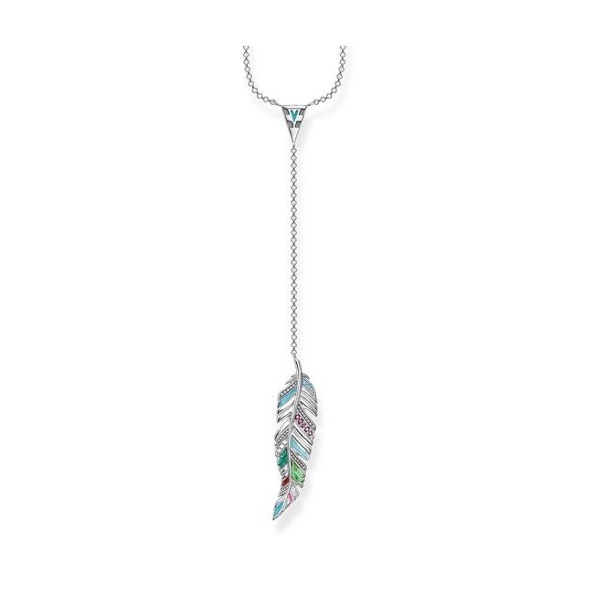 Thomas Sabo woman multicolor feather pendant necklace