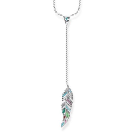 Collana donna pendente piuma multicolor Thomas Sabo