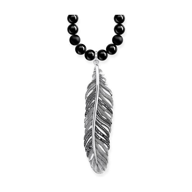 Collana onice nero Thomas Sabo Power Piuma pavè