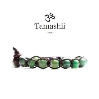Bracciale Tamashii Agata Verde striata  un giro - BHS900-140