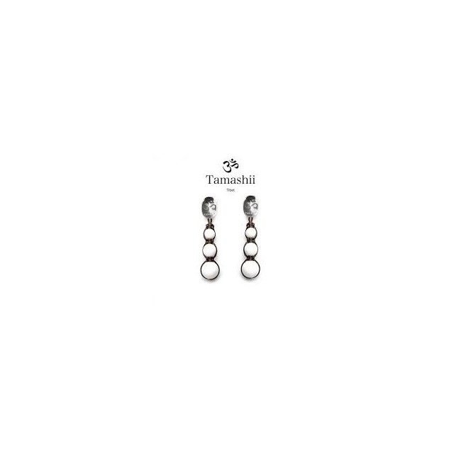 Tamashii Silver and White Agate Drop Earrings - EHST3-14
