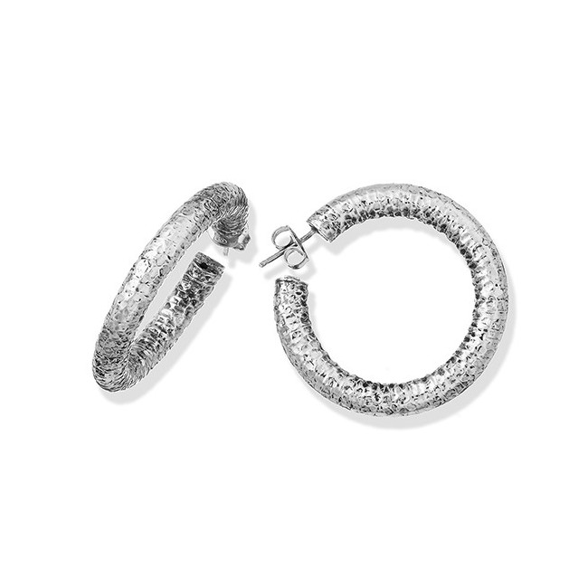 Giovanni Raspini Super Bowl silver hammered circle earrings