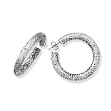 Giovanni Raspini Super Bowl silver hammered circle earrings