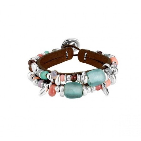 Bracciale Uno de50 Feelings pietre e pelle - PUL1736MCLMAR0M
