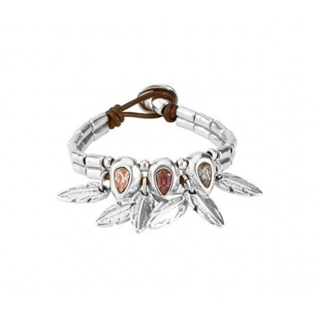 One de50 Bracelet Picoteo, double crystals and silvered nuggets