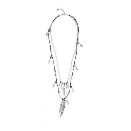 Uno de50 Pavonearse multi-strand leather and metal necklace with feathers