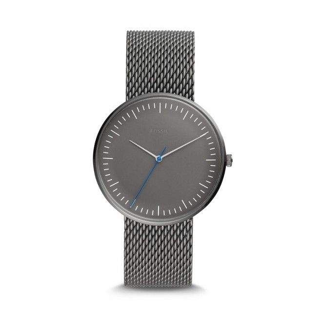 Fossil man watch Essentialist smoke gray shirt milan