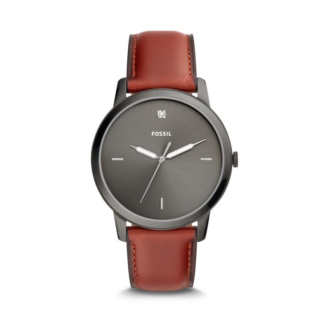Fossil men's watch The Minimalist in gray leather - FS5479