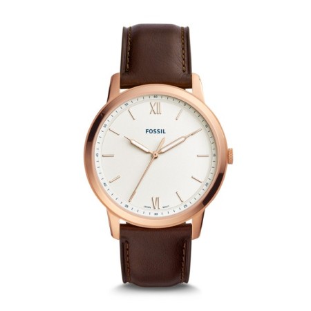 Fossil Herrenuhr Der minimalistische rosè in braunem Leder - FS5463