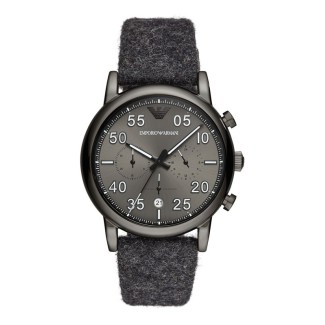 Armani Chrono Uhr grau blauen Stoff Stoffband